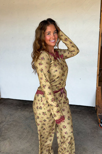 PREORDER- FLORAL & LACE WAFFLE PJS