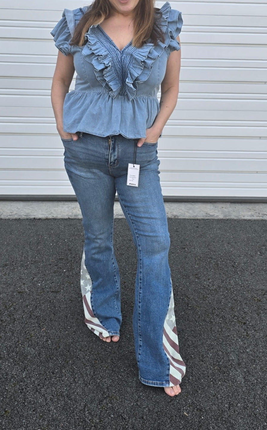 Judy Blue Star Spangled Flare Denim