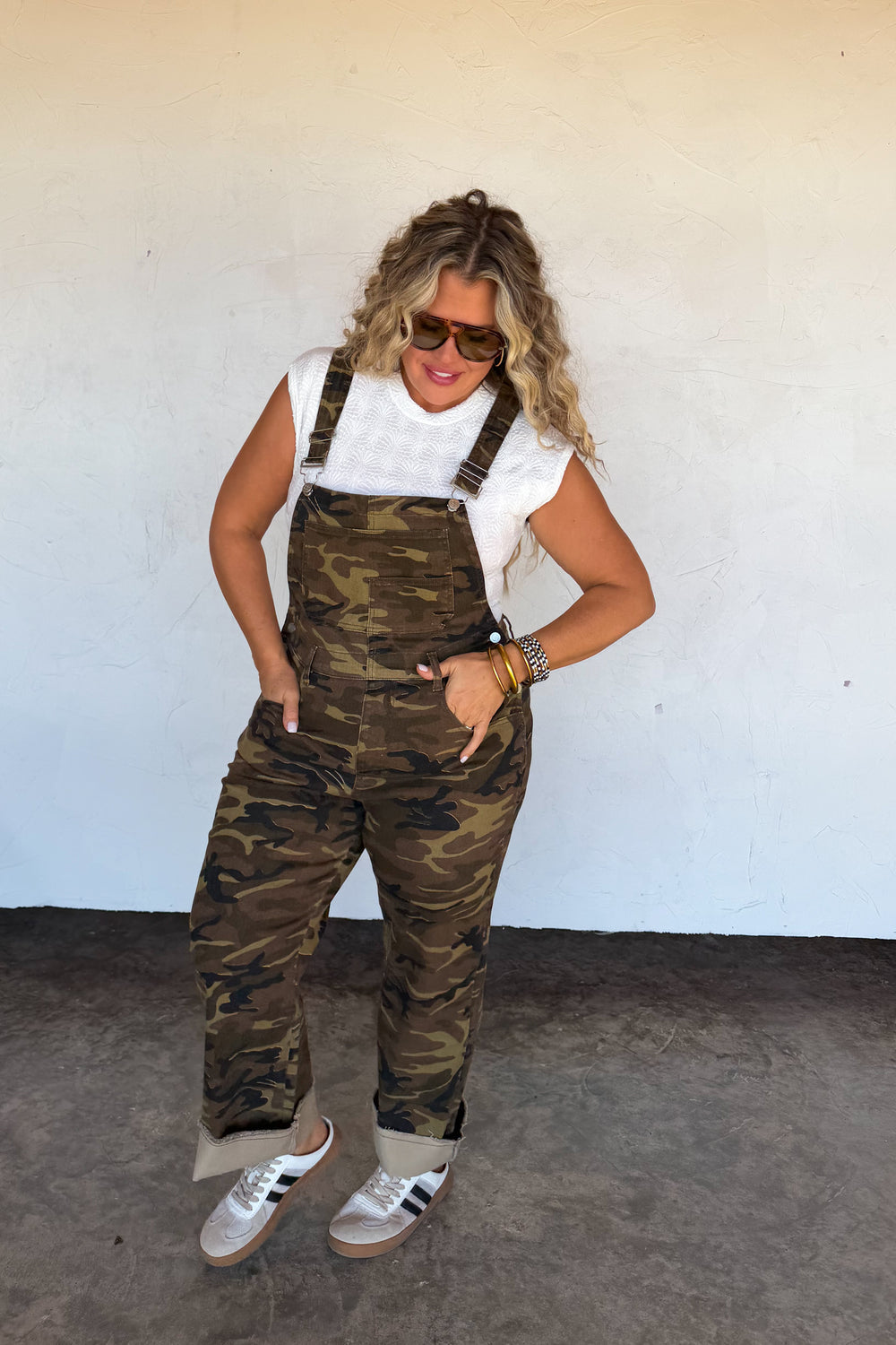 Dahlia Denim Overalls- Camo