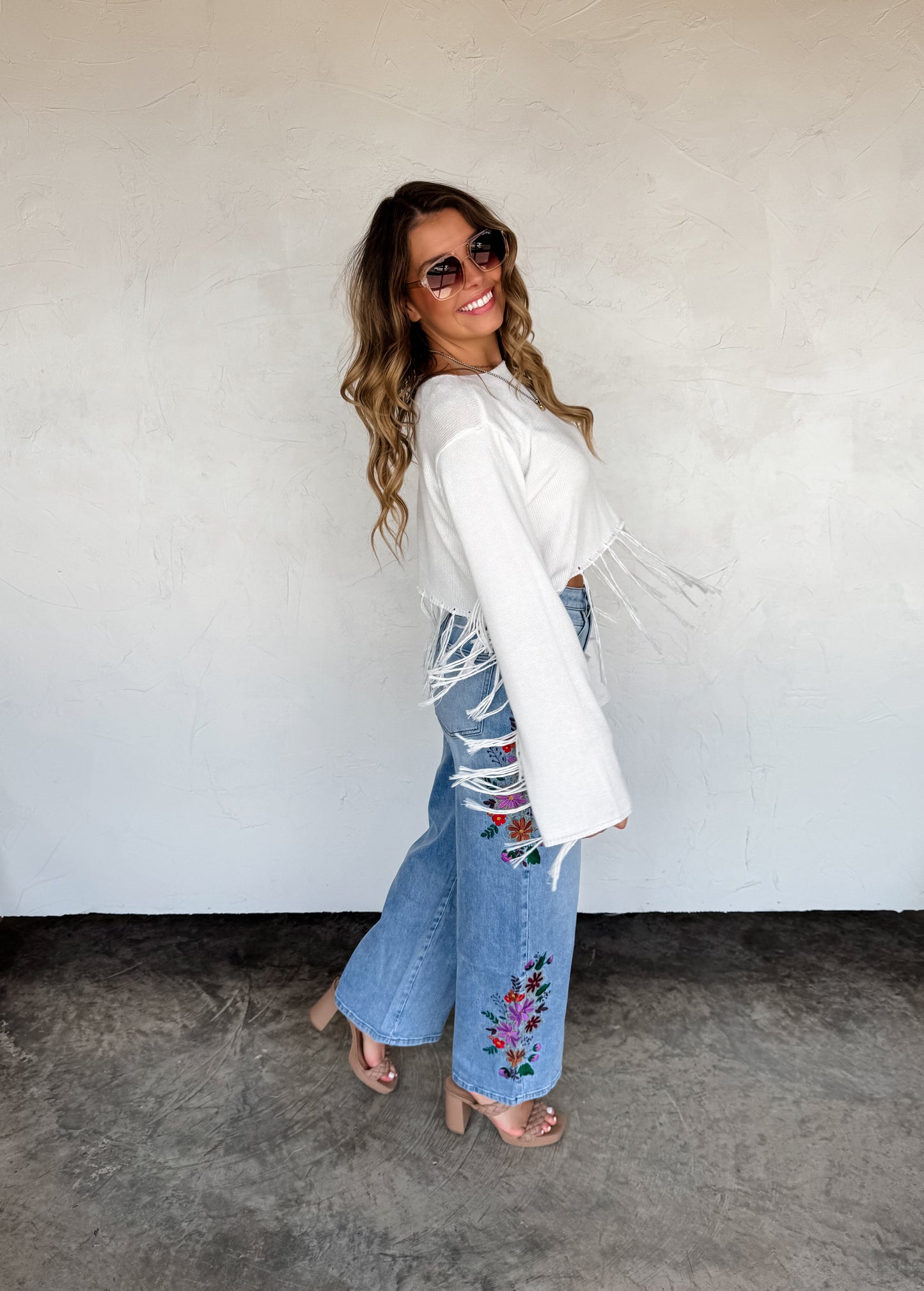 Blakeley Evie Embroidered Floral Denim