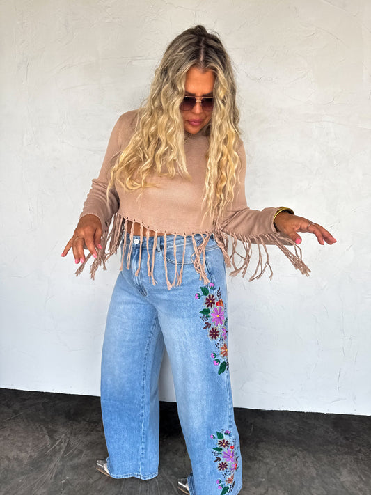 Blakeley Evie Embroidered Floral Denim