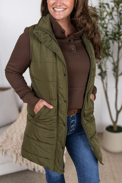 Whitley Waffle Quilt Snap Pullover- Brown