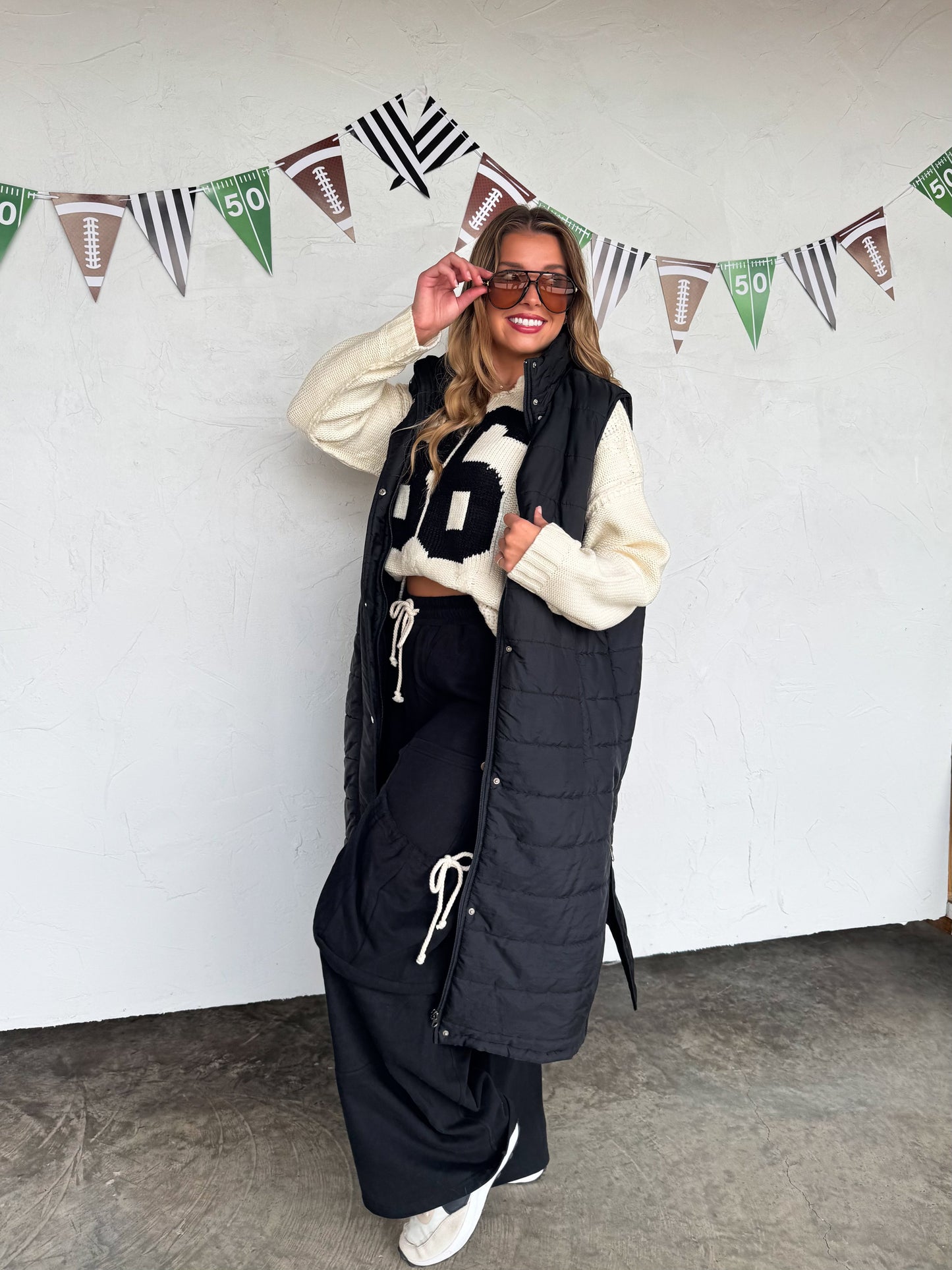 Kendall Long Puffer Vest-Black