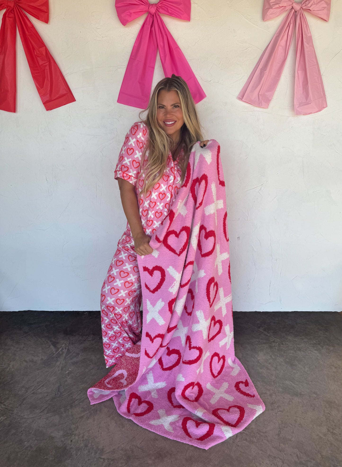 X & Hearts Cloud Blanket