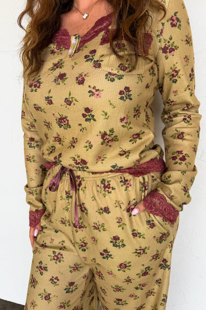 PREORDER- FLORAL & LACE WAFFLE PJS
