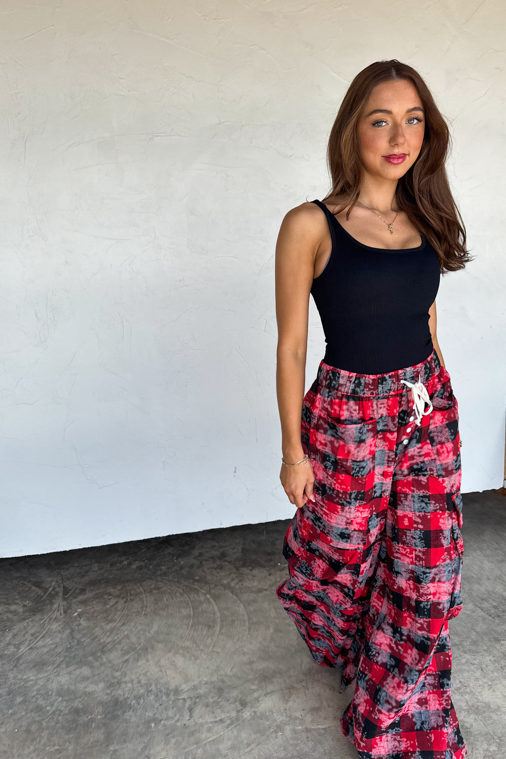 Plaid Behavior Wide Leg Cargo Pant