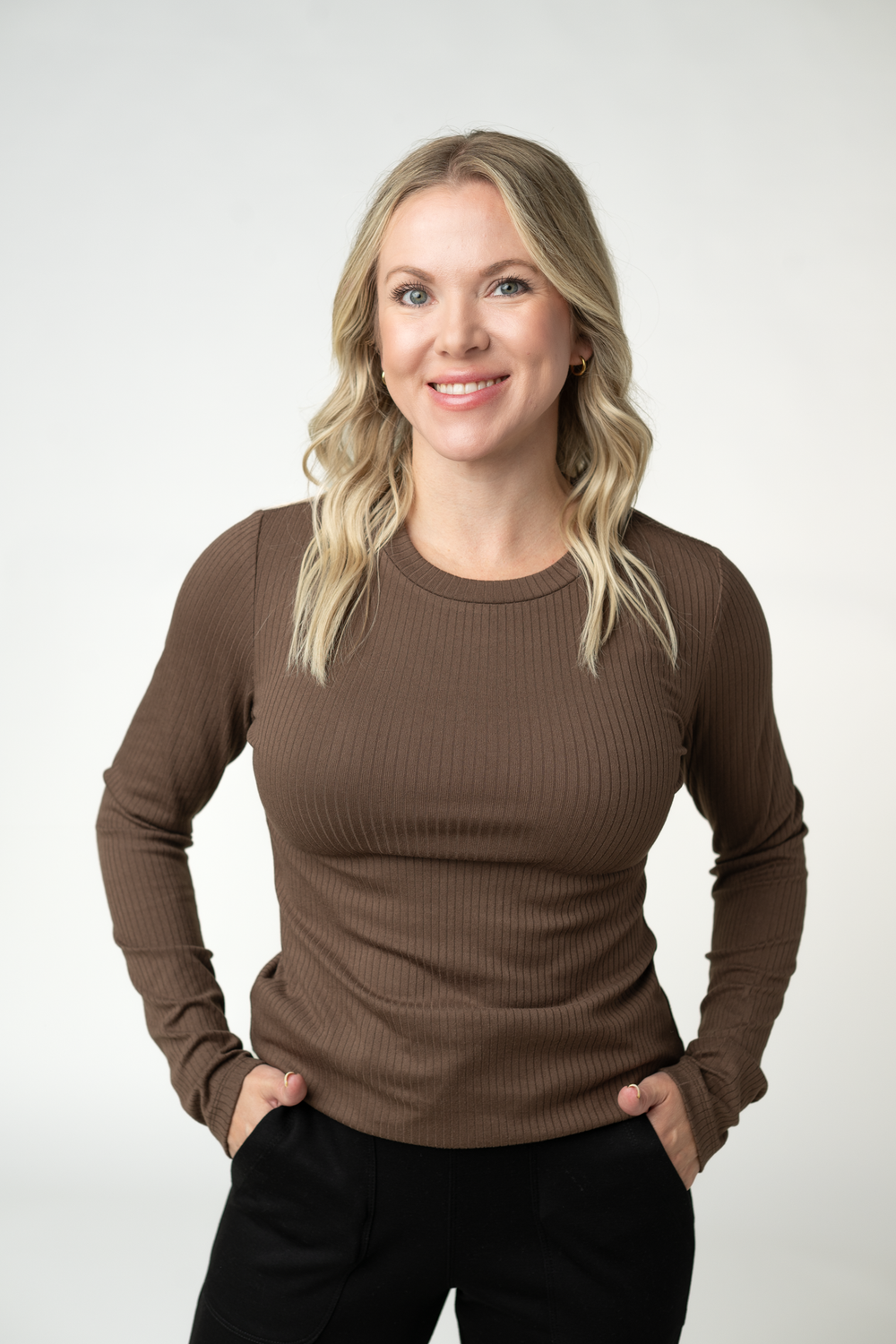 Reece Ribbed Top Brown