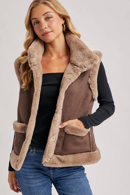 Faux Sherling Suede Vest