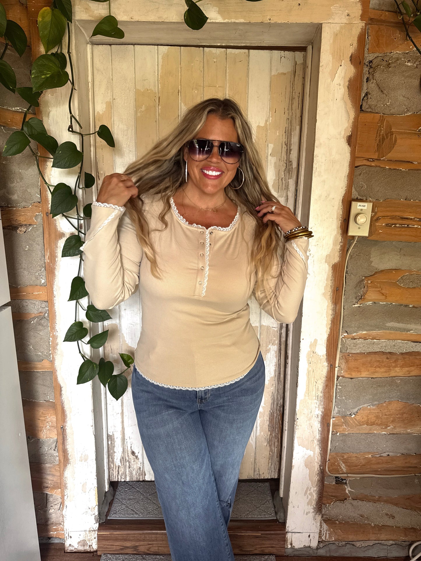 Rosie Lace Henley Top