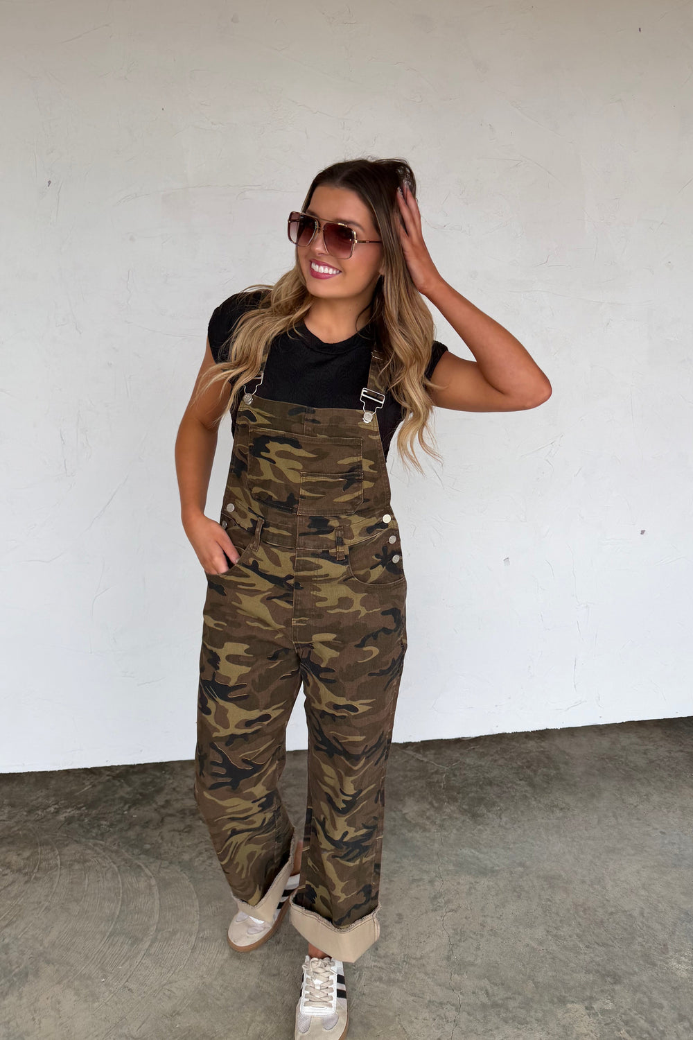 Dahlia Denim Overalls- Camo