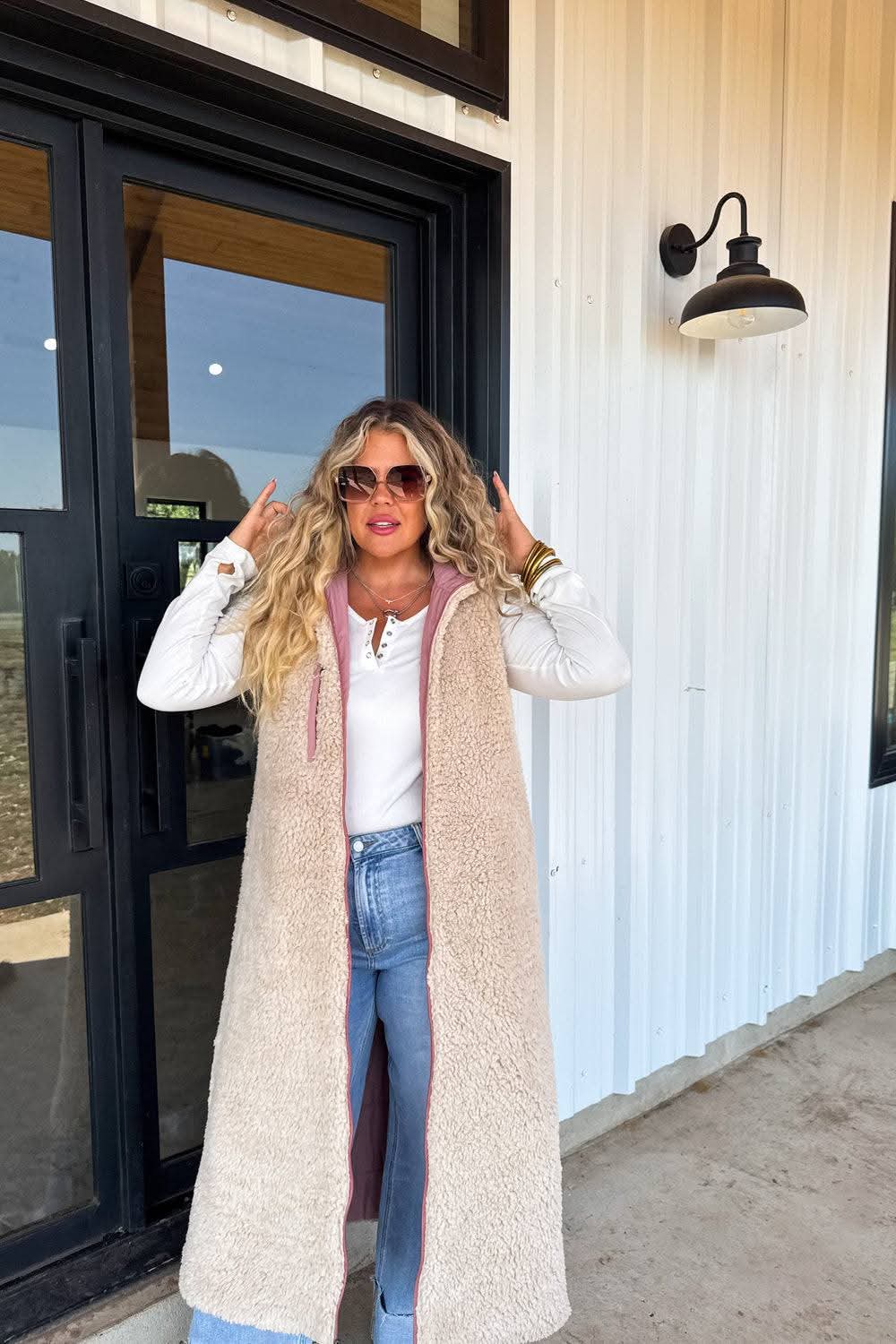 Sherpa Lined Long Vest