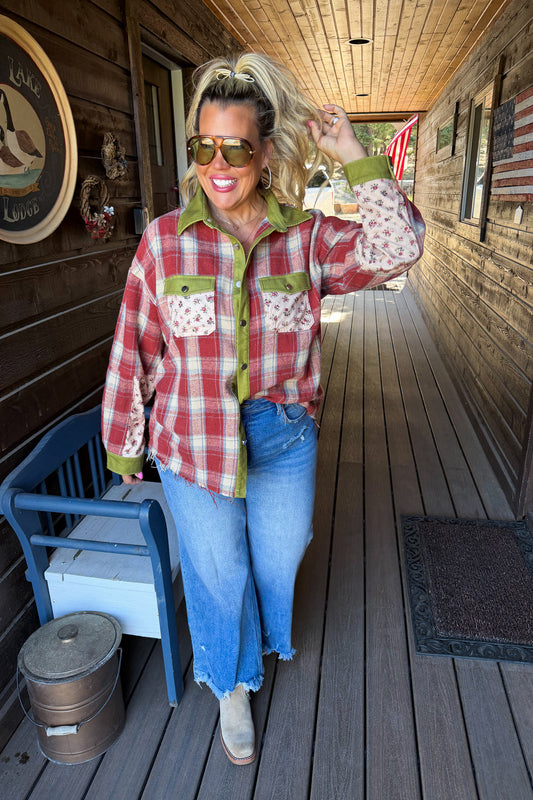 PREORDER- SCARLETT PLAID SHACKET