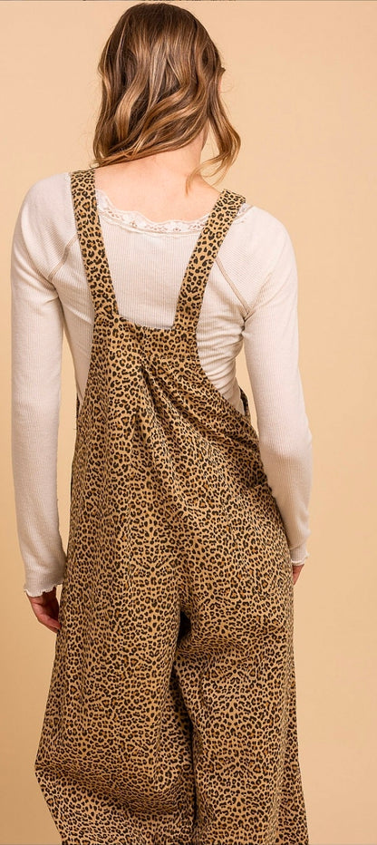Leopard Wide Leg Overalls