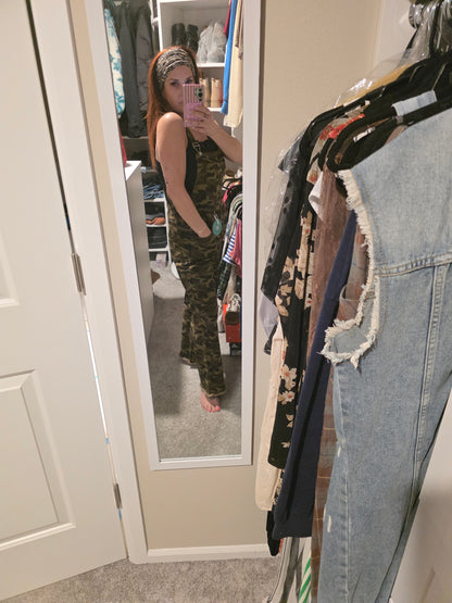 Dahlia Denim Overalls- Camo