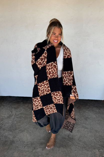 Checkered Cheetah Cloud Blanket