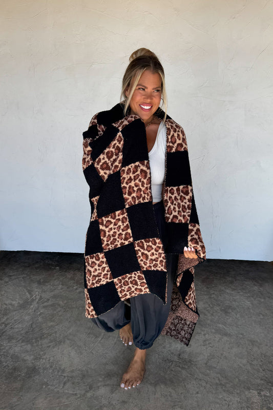 Checkered Cheetah Cloud Blanket