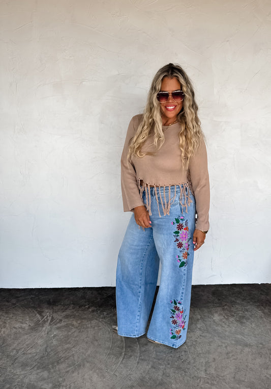 Blakeley Evie Embroidered Floral Denim