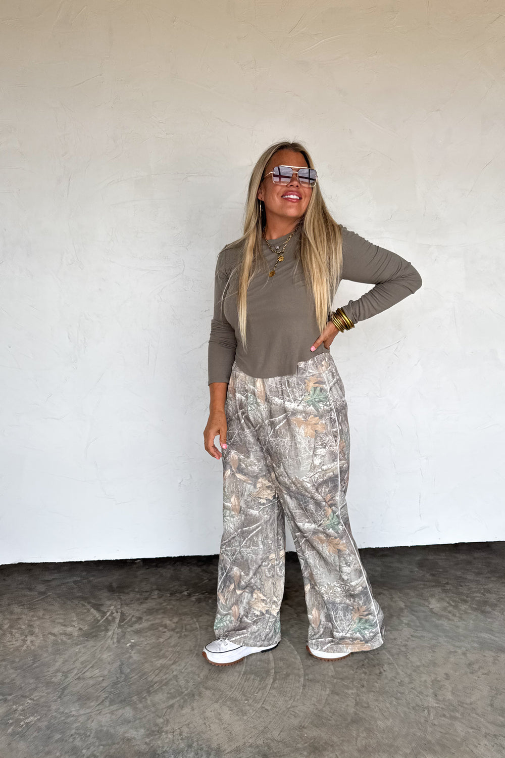 Drift Away Wide Leg Joggers-Camo