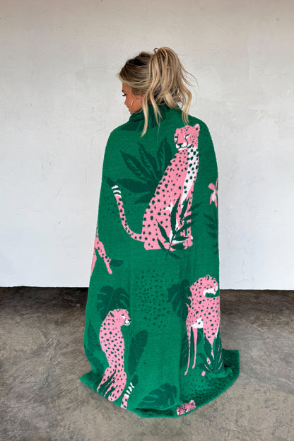 Green Cheetah Cloud Blanket