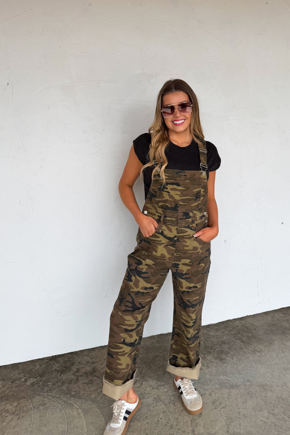 Dahlia Denim Overalls- Camo