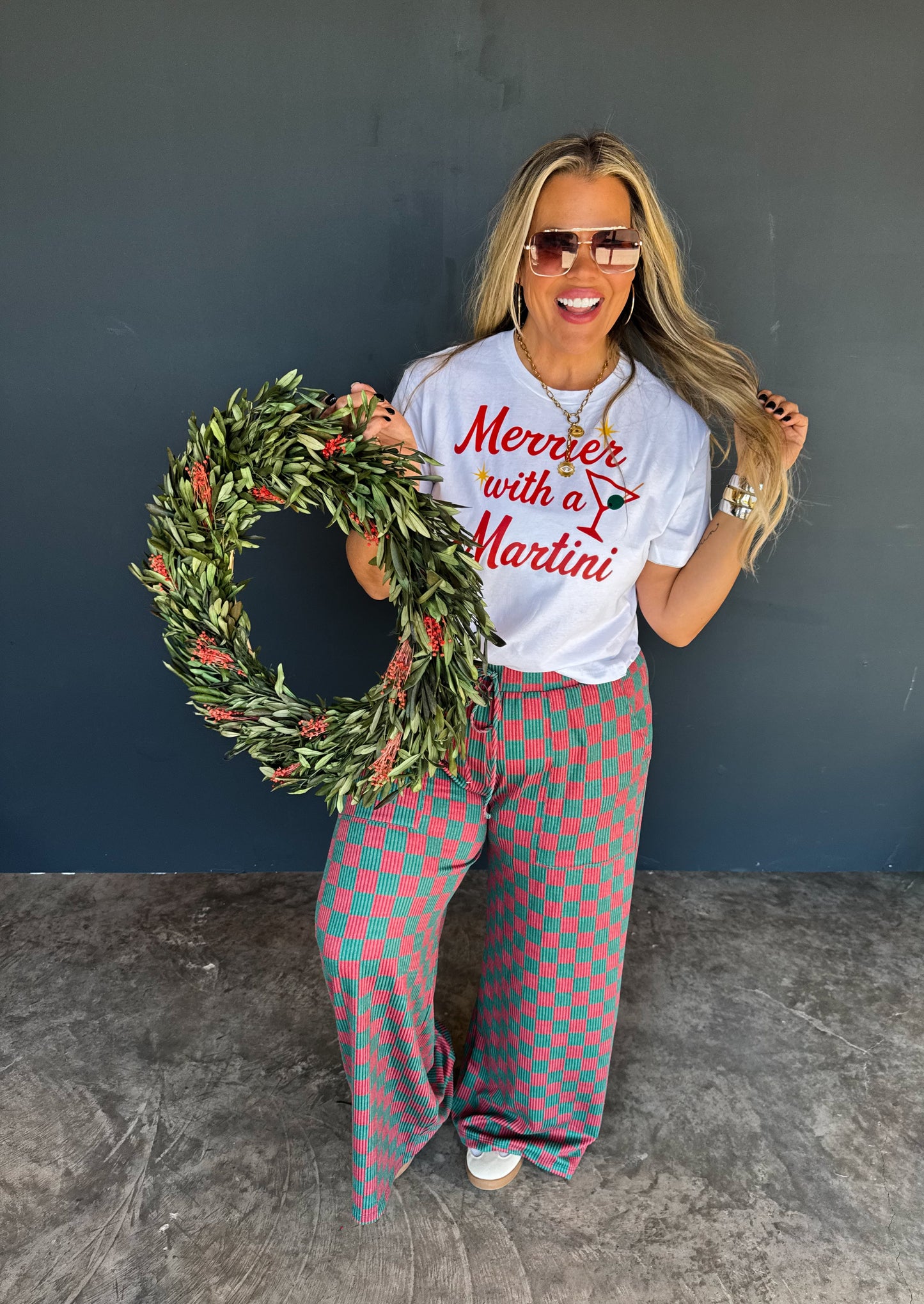 Haddie Wide Leg Holiday Checkmas
