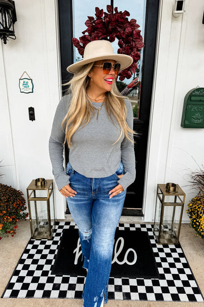 Elena Curve Hem Ribbed Top