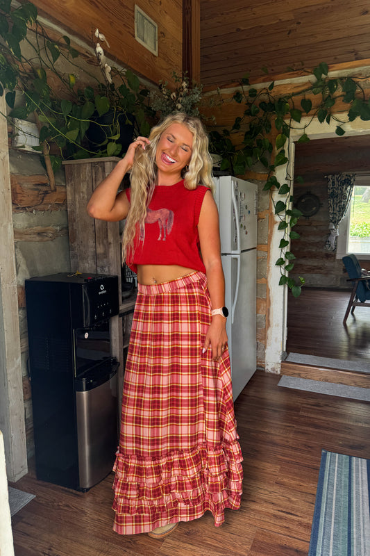 Wander West Maxi Skirt Plaid