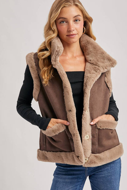 Faux Sherling Suede Vest