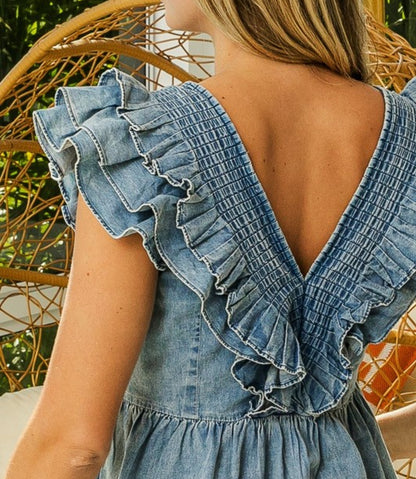 Mary Jane Peplum Denim Top