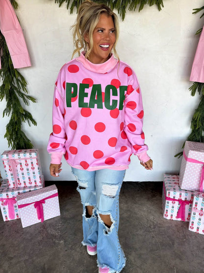 Pre-Order Peace & Polka Dot Mock Neck