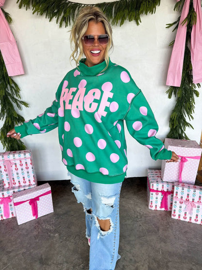 Pre-Order Peace & Polka Dot Mock Neck