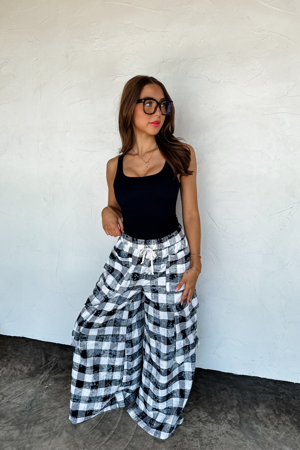 Plaid Behavior Wide Leg Cargo Pant