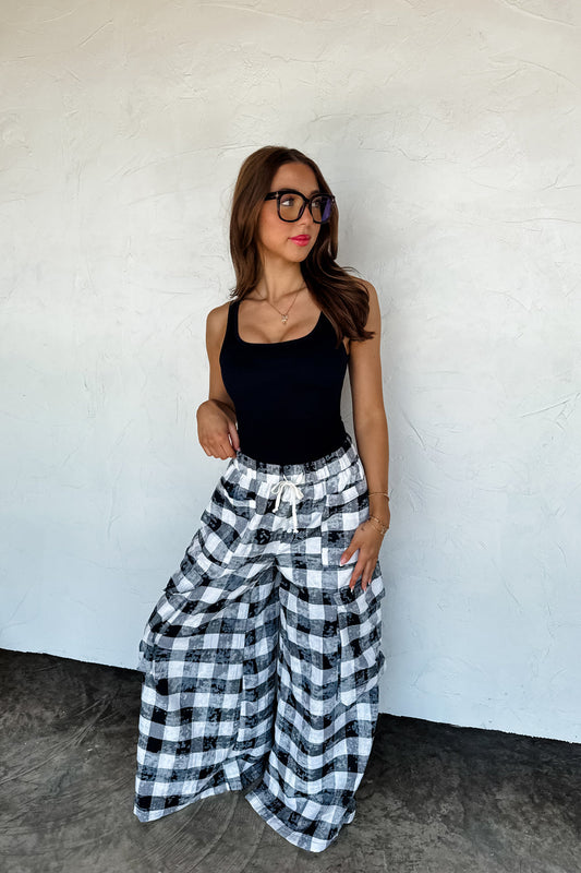 Plaid Behavior Wide Leg Cargo Pant