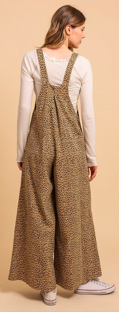 Leopard Wide Leg Overalls
