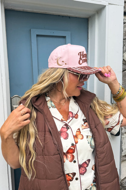 Happy Camper Embroidered Trucker Hat