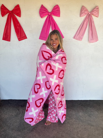 X & Hearts Cloud Blanket
