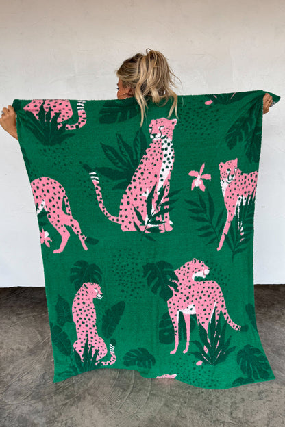 Green Cheetah Cloud Blanket