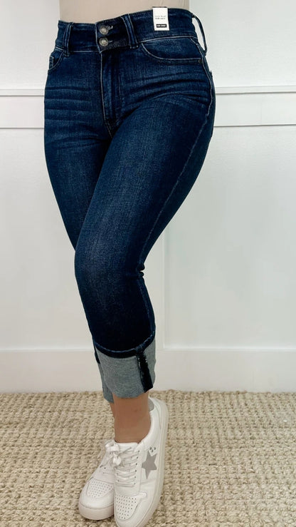 Judy Blue Seaside Skinny Cuffed Capri Jeans