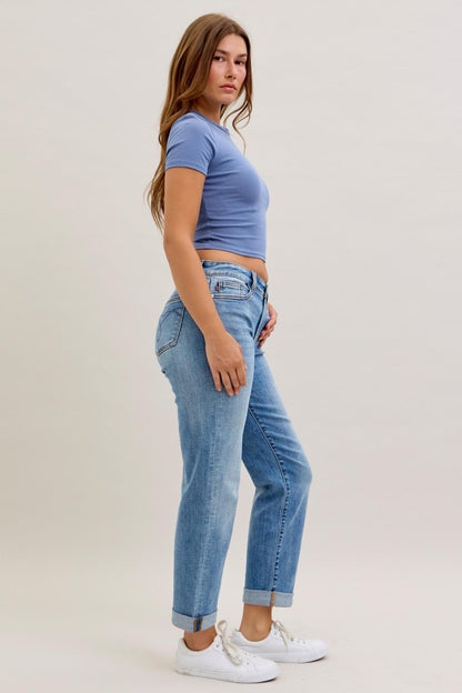 Judy Blue Salty Mid Rise BF Denim