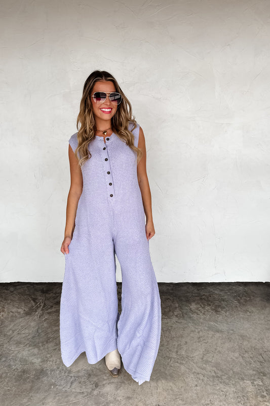 Colton Cotton Knit Jumpsuit- Lavender