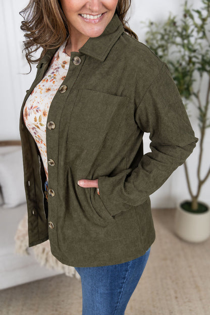 Corduroy Shacket-Olive