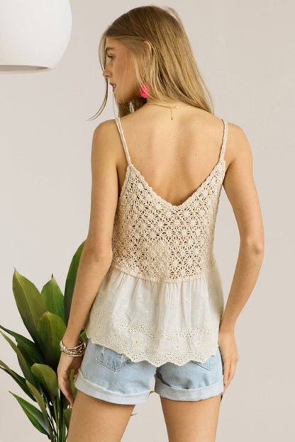 Rosalie Crochet Tank- Beige or White