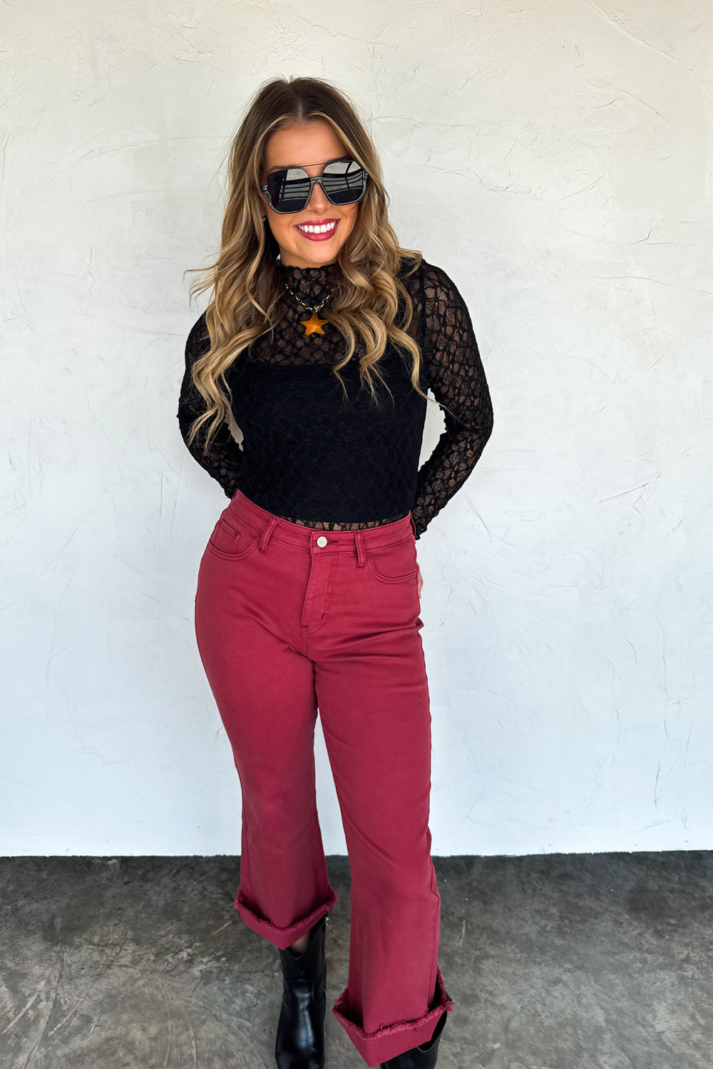 Urban Non-Distressed Jeans- Burgundy