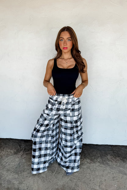 Plaid Behavior Wide Leg Cargo Pant