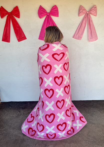 X & Hearts Cloud Blanket