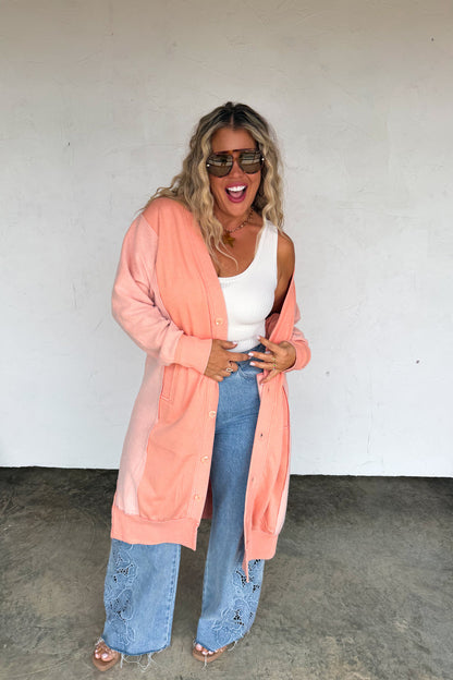 Desi Sweatshirt Cardigan-Peach