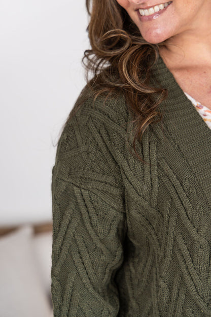 Brooks Button Cardigan- Olive