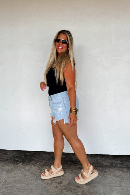 Sun-kissed Cut Off Denim Shorts