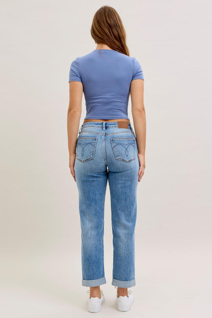 Judy Blue Salty Mid Rise BF Denim