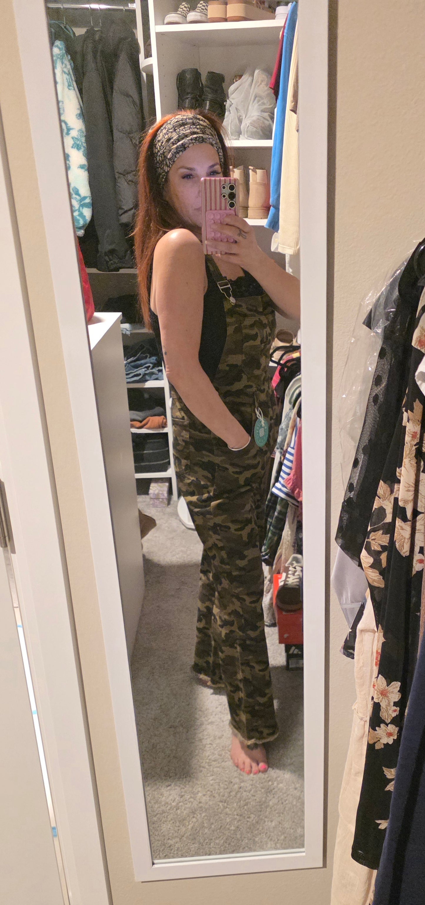 Dahlia Denim Overalls- Camo